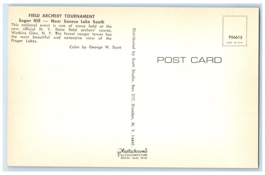 c1960 Field Archery Tournament Sugar Hill Seneca Lake South New York NY Postcard