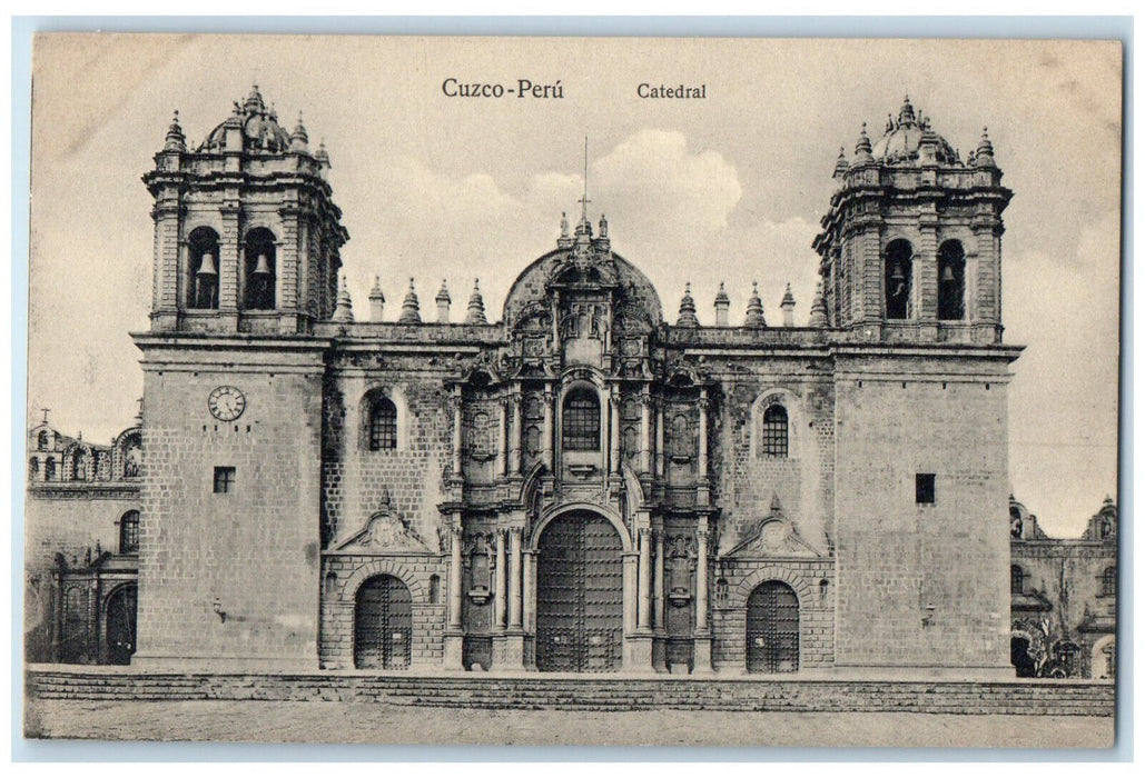 c1910 Entrance View of Cathedral Cusco Peru Unposted Antique Postcard