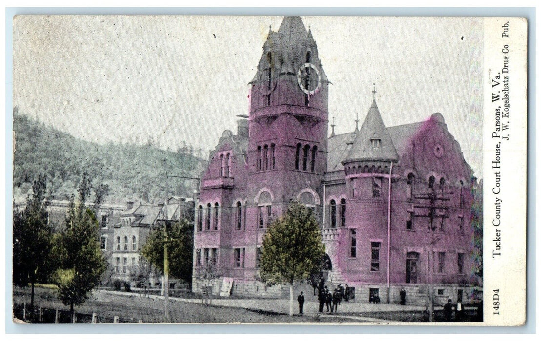 c1910's Tucker Company Court House Parsons West Virginia WV Antique Postcard