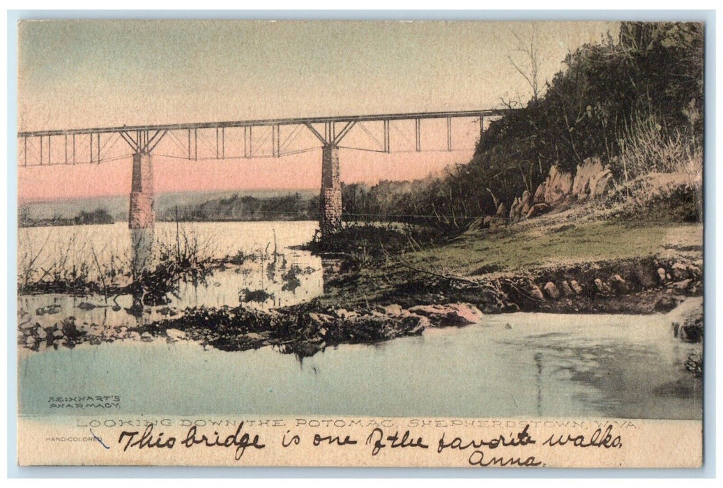 c1910's Looking Down The Potomac Shepherdstown West Virginia WV Antique Postcard