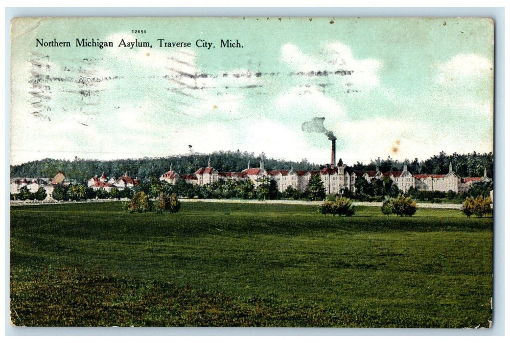 1911 Northern Michigan Asylum Buildings Traverse City Michigan MI Postcard