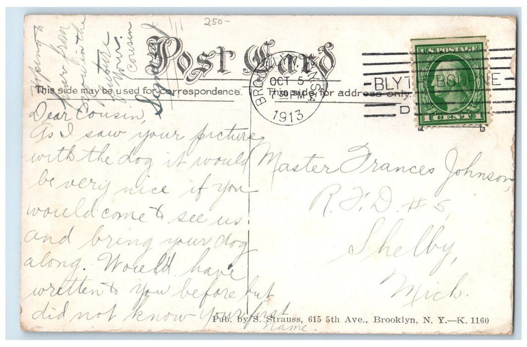 1913 St. Station Borough Park Trolley Train Stores Brooklyn New York NY Postcard