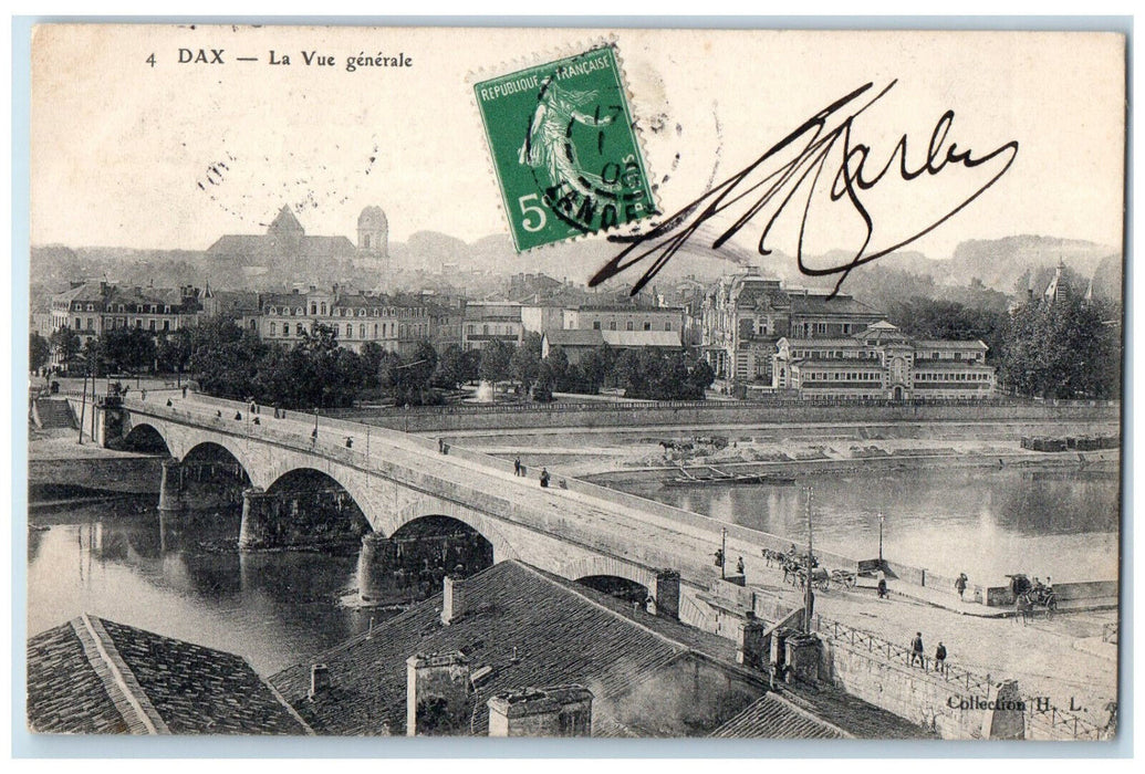 1908 The General View Dax Nouvelle-Aquitaine France Posted Antique Postcard