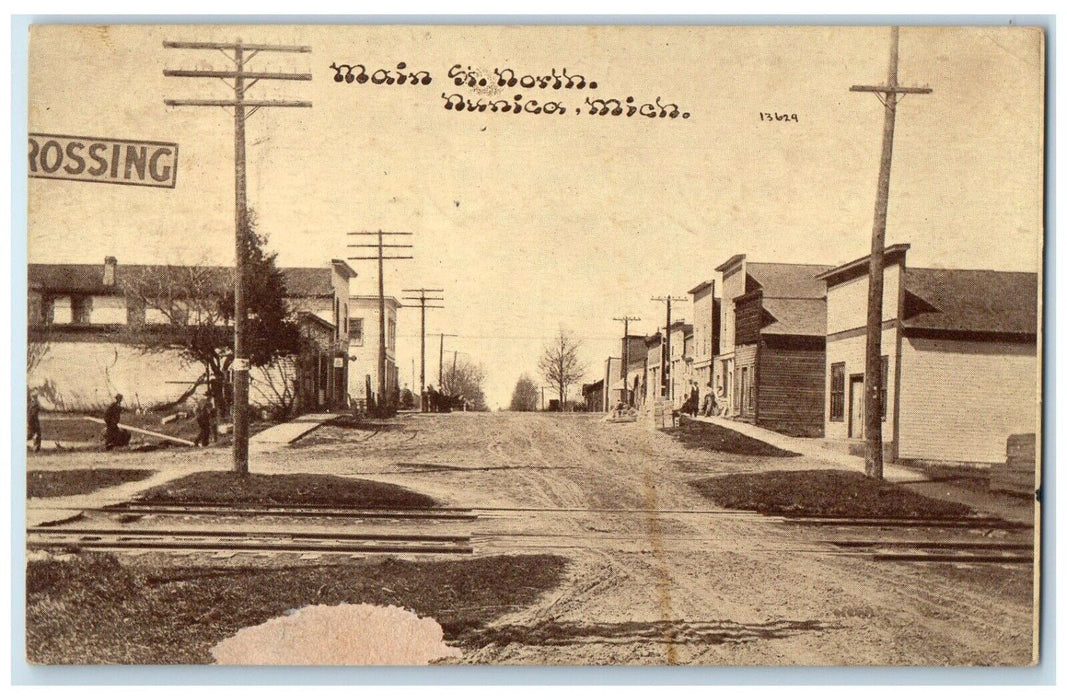 1911 Main St. North Nunica Michigan MI, Dirt Road Posted Antique Postcard