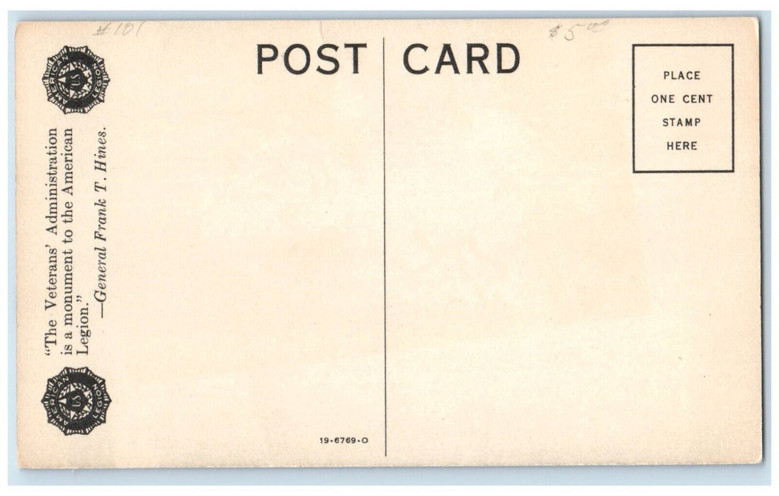 c1910's US Veterans Hospital And Library Wadsworth Kansas KS Antique Postcard