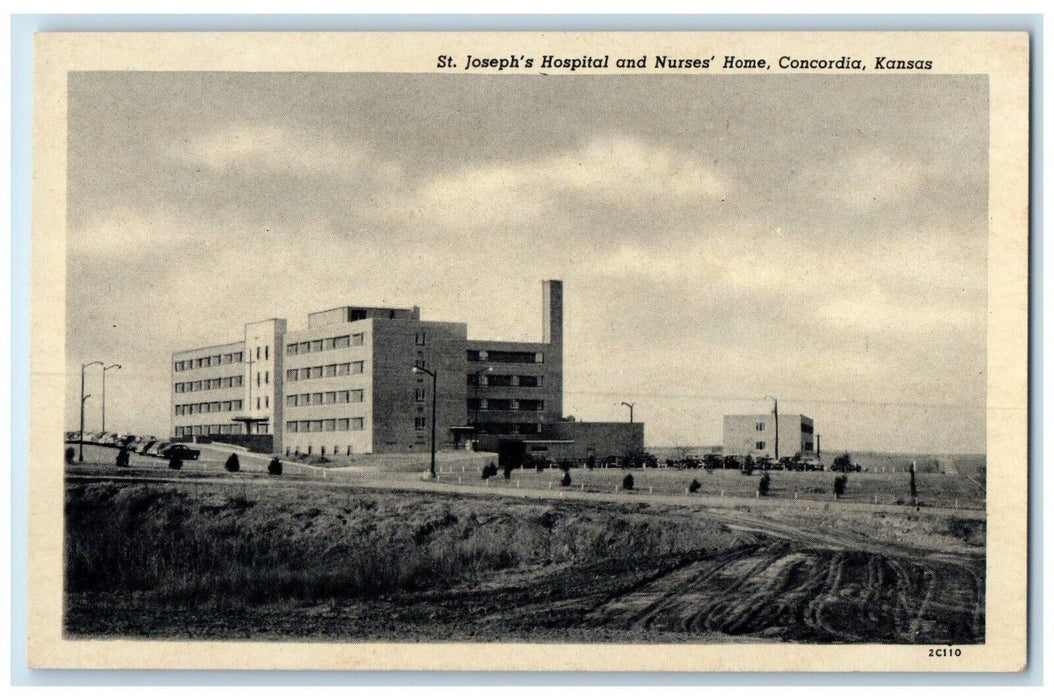 c1930's St. Joseph's Hospital And Nurses Home Concordia Kansas KS Postcard