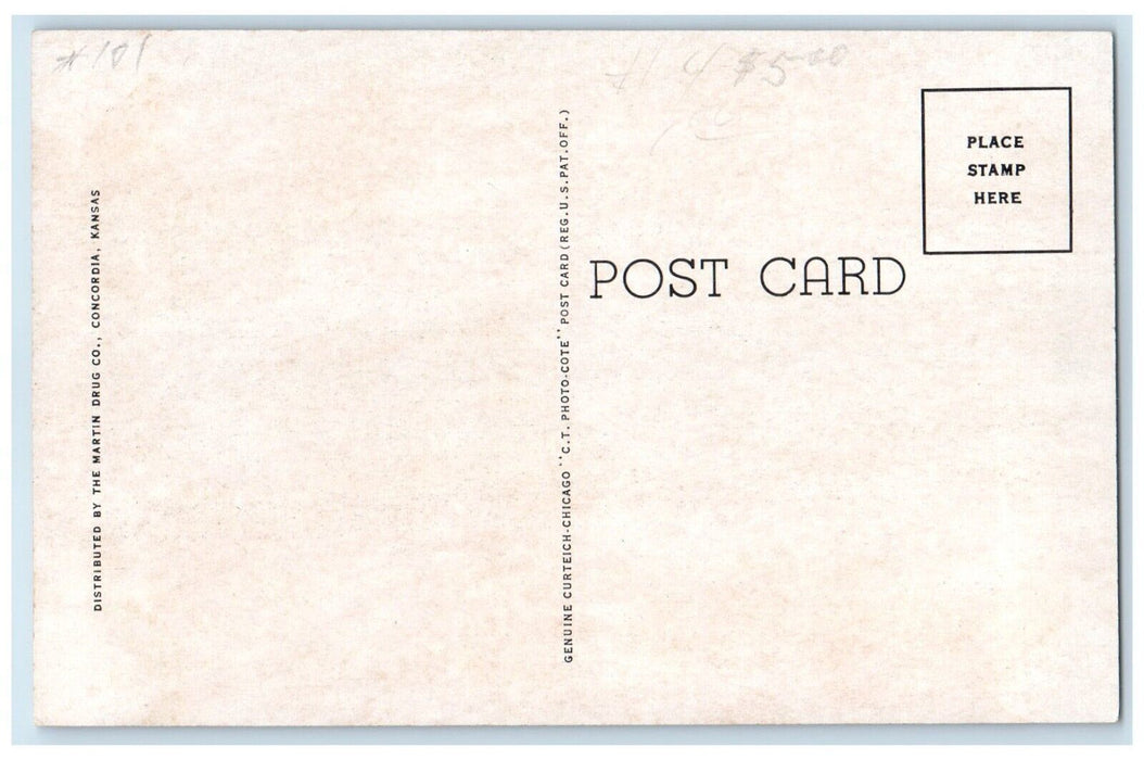 c1930's St. Joseph's Hospital And Nurses Home Concordia Kansas KS Postcard