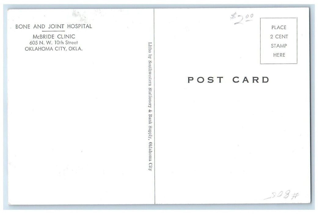 Bone And Joint Hospital Mcbride Clinic Building Oklahoma City OK Postcard