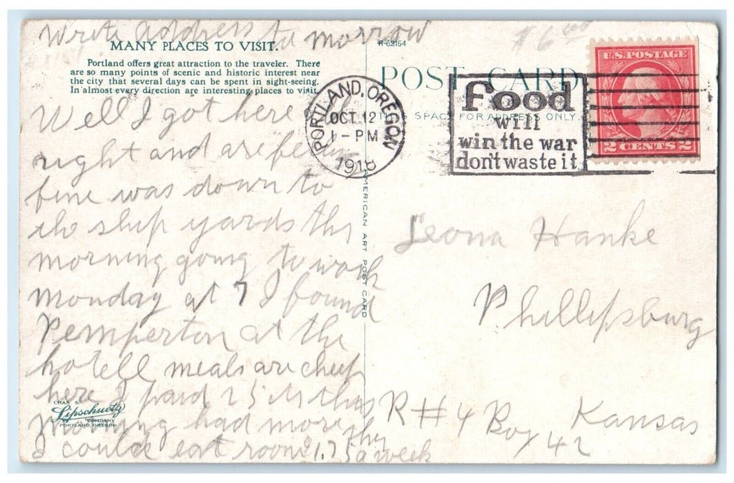1918 Exterior View Union Depot Building Garden Flower Portland Oregon Postcard