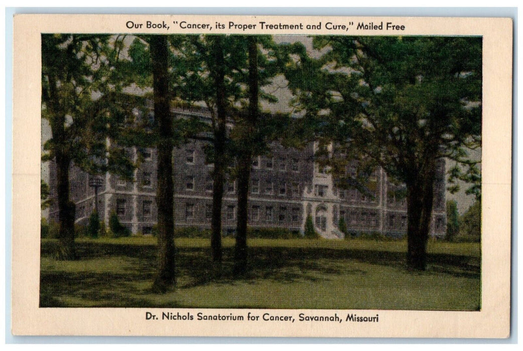 c1910's Dr. Nichols Sanatorium For Cancer Savannah Missouri MO Antique Postcard