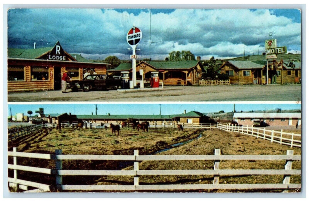 Triangle R Lodge Cafe Pinedale Yellowstone National Park WY Dual View Postcard