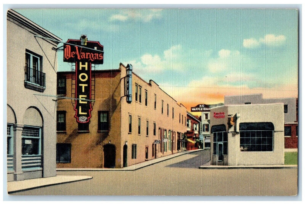 De Vargas Hotel KC Waffle House Sizzling Steaks Santa Fe New Mexico NM Postcard