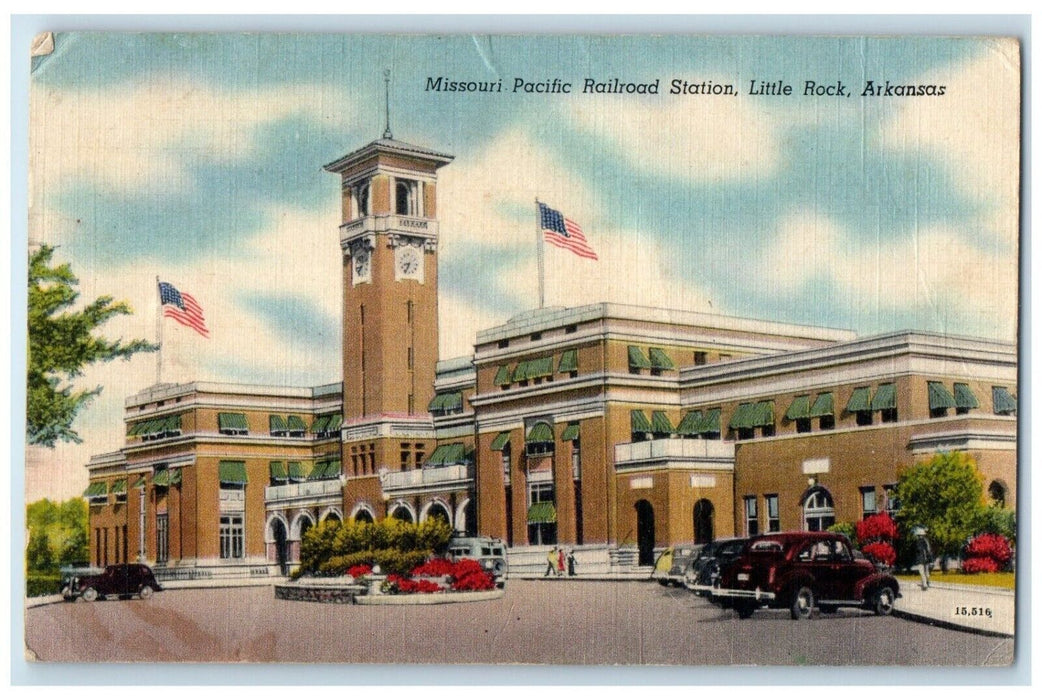 1944 Exterior Missouri Pacific Railroad Station Little Rock Arkansas AR Postcard