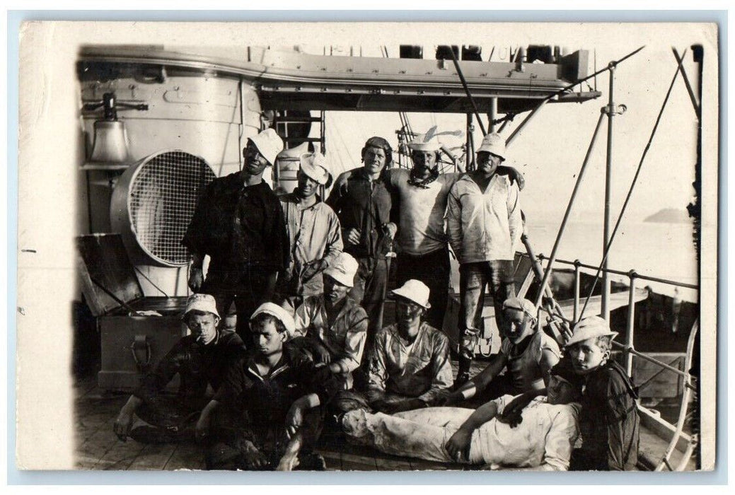 c1910's Coaling Ship Occupational Magdalena Bay Mexico RPPC Photo Postcard