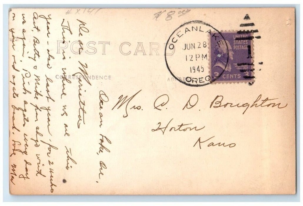 1945 Hotel Tides View Oceanlake Oregon Lincoln City OR RPPC Photo Postcard