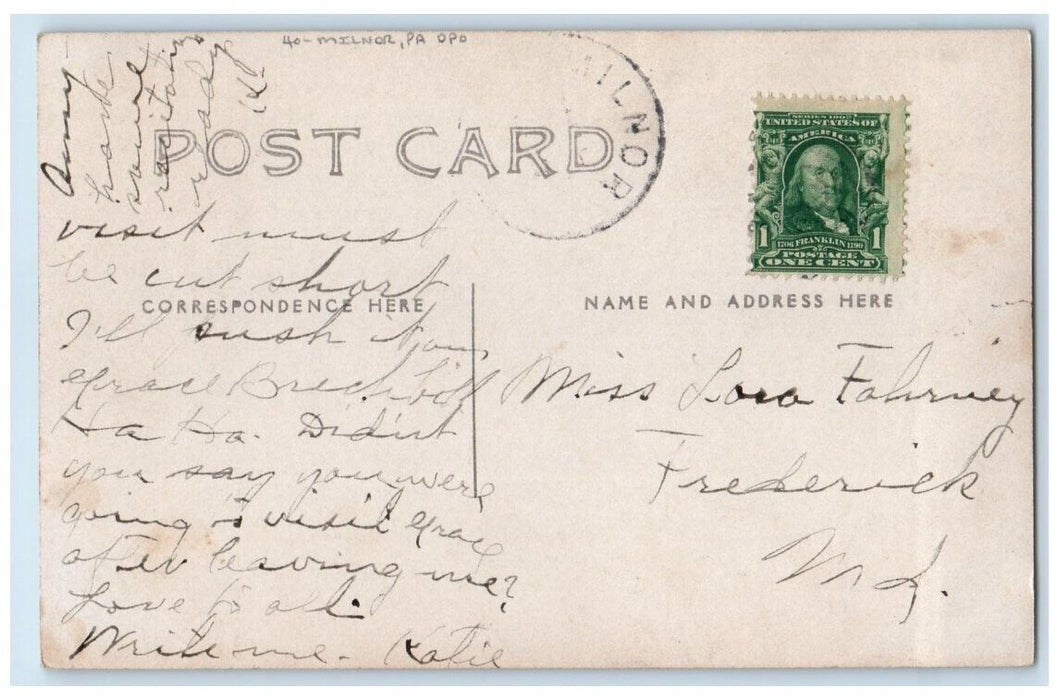 c1910's School Children Students Teacher DPO Milnor PA RPPC Photo Postcard