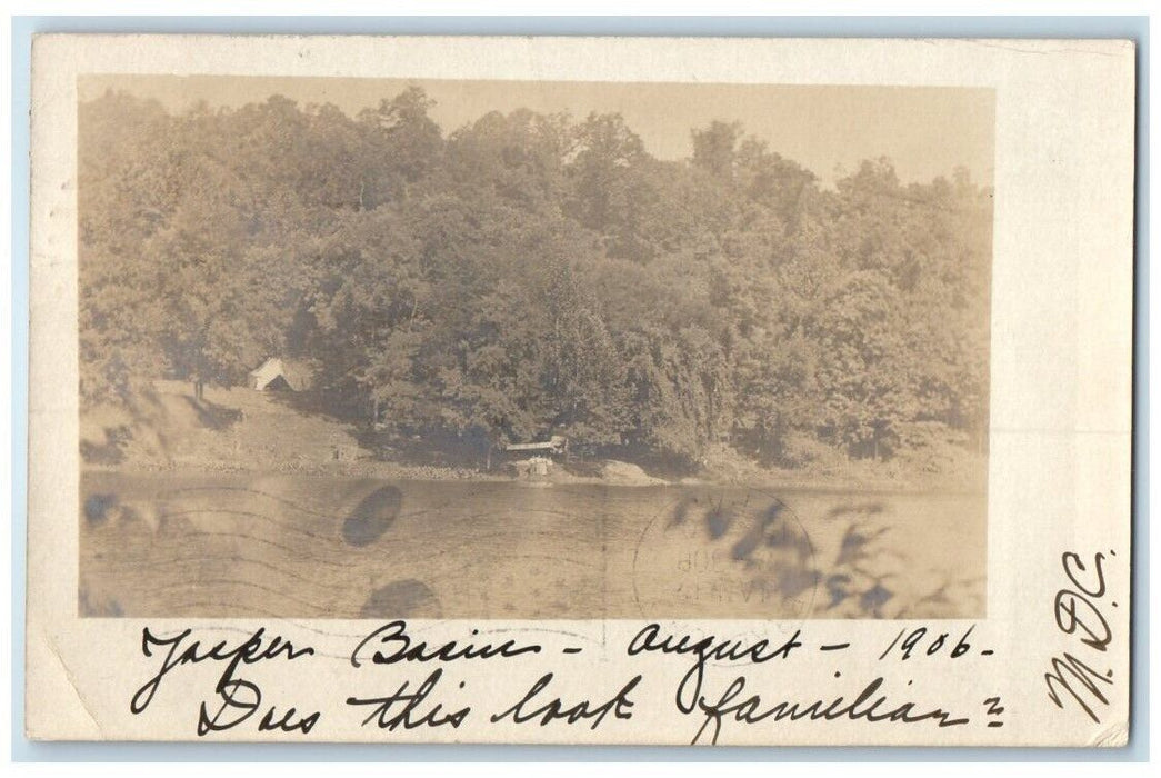 1906 Jasper Basin Tent Camping View Waverly New York NY RPPC Photo Postcard