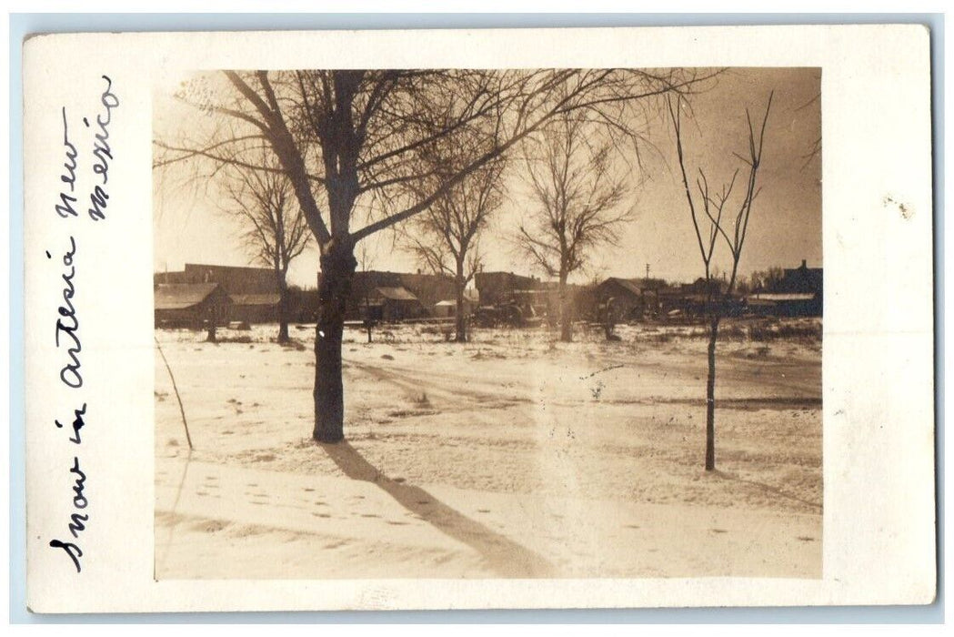 1916 Residence Snow Scene In Artesia New Mexico NM RPPC Photo Posted Postcard