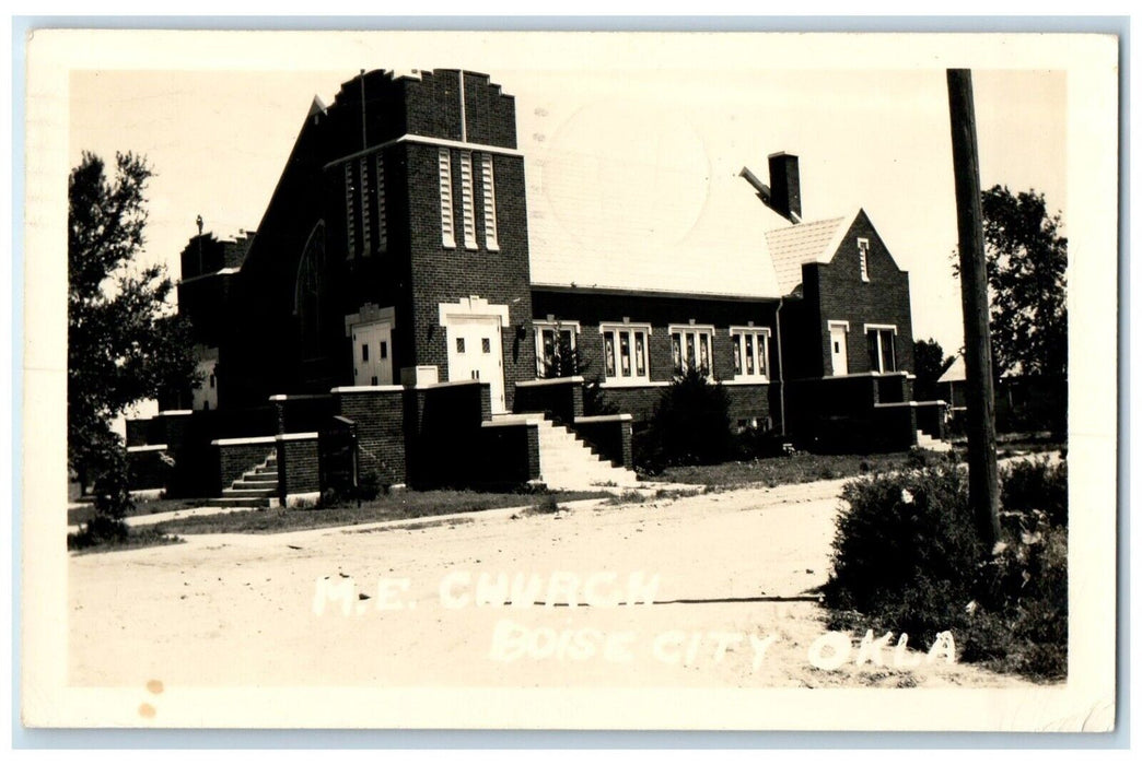 1950 ME Church Scene Street Boise City Oklahoma OK RPPC Photo Vintage Postcard