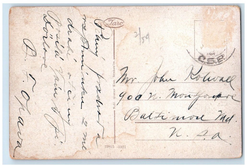 c1910 Great Namesti Strakonice Czech Republic Posted Antique Postcard