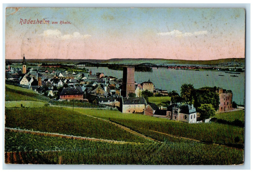 1931 Rudesheim am Rhein Rhine Valley Germany Vintage Posted Postcard