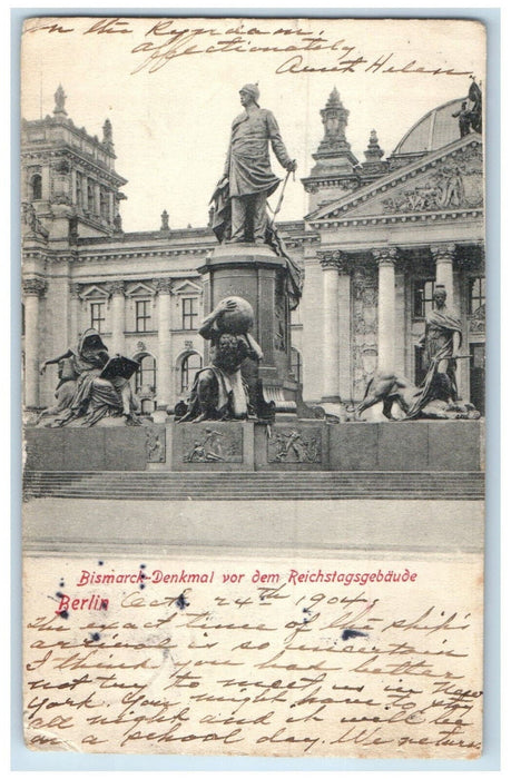 1904 Monument In Front Of Reichstag Building Bismarck Berlin Germany Postcard