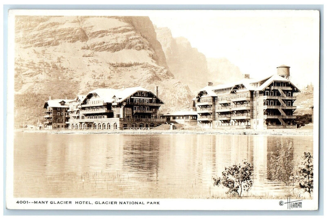 c1930's Many Glacier Hotel Glacier National Park MT RPPC Photo Vintage Postcard