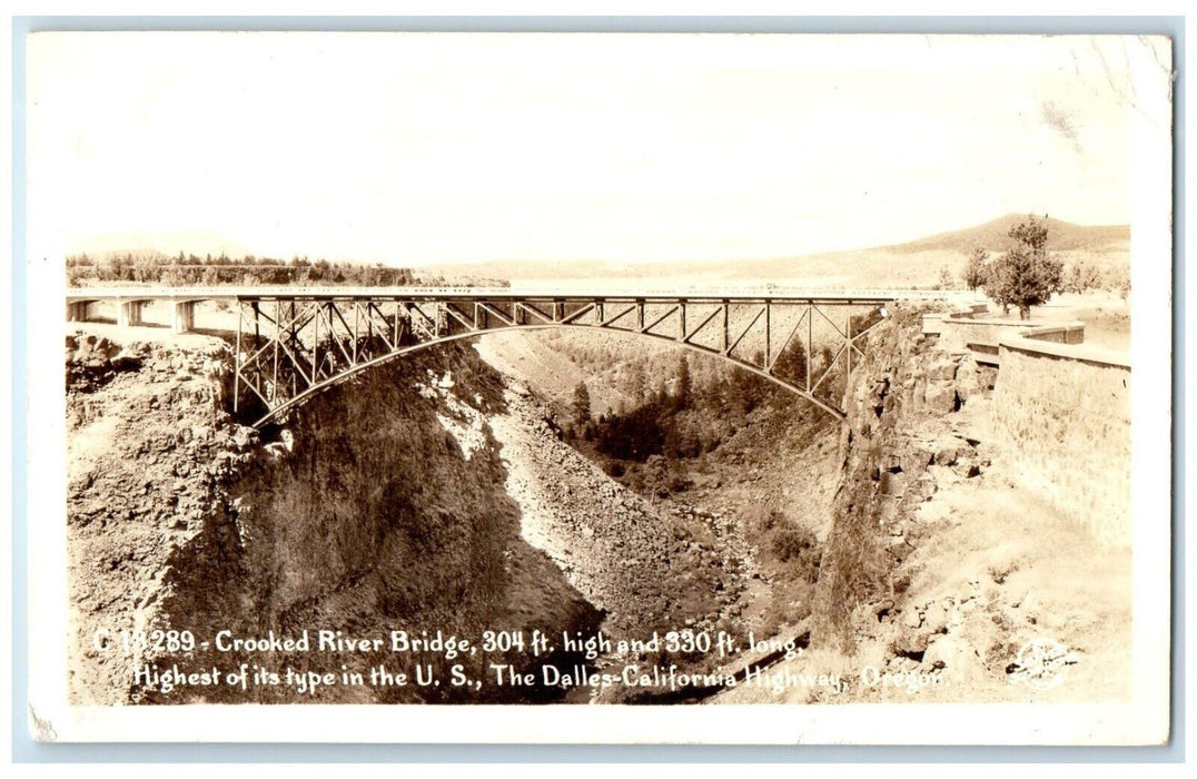c1940's Crooked River Bridge Dalles California Hwy Oregon OR RPPC Photo Postcard