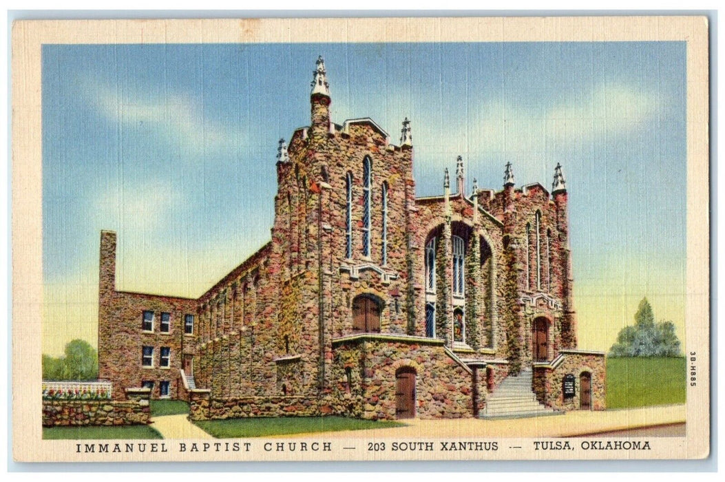 1945 Immanuel Baptist Church Scene Street Tulsa Oklahoma OK Vintage Postcard