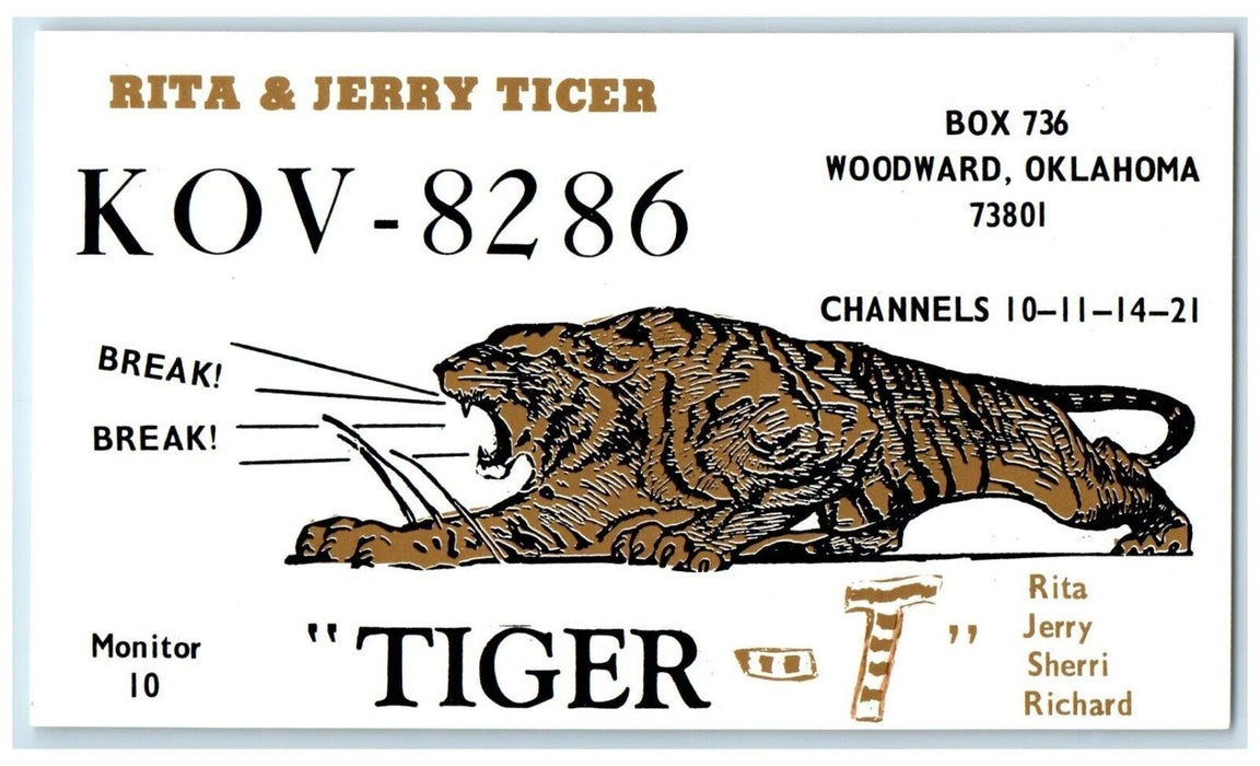 Rita & Jerry Ticer Ham Radio Woodward Oklahoma OK Unposted Vintage Postcard