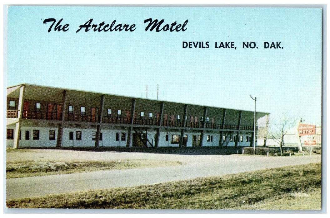 1968 Artclare Motel Exterior Building Devils Lake North Dakota Vintage Postcard