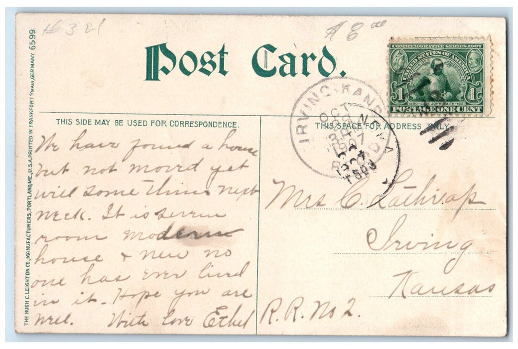1907 Exterior View Union Depot Building Railroad Atchison Kansas Posted Postcard