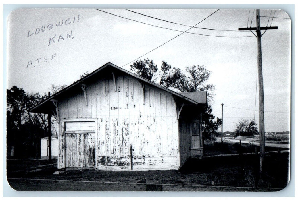 1940 Lovewell Kansas Depot Building Street Road Kansas Antique Unposted Postcard