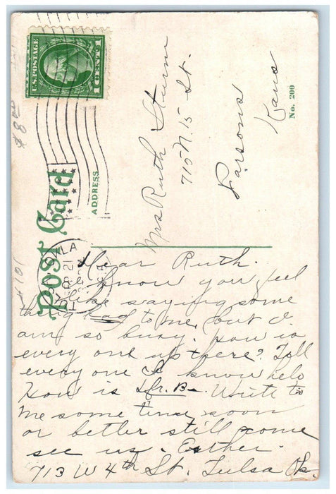 1916 Oil Tank Struck By Lightning Smoke Near Tulsa Oklahoma OK Antique Postcard