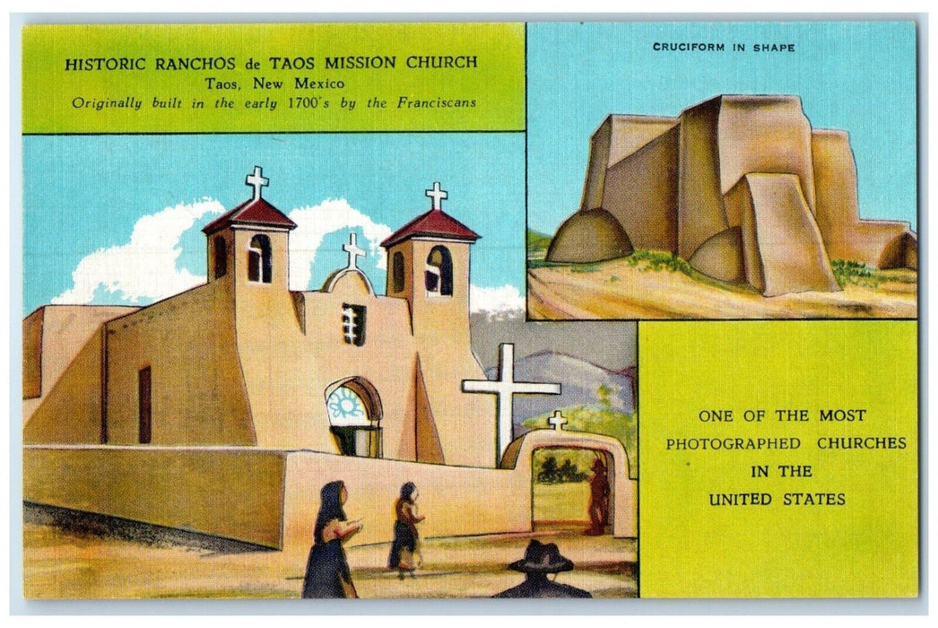 Historic Ranchos De Taos Mission Church Taos NM, Cruciform In Shape Postcard