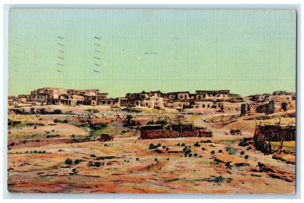 1945 View Of Old Laguna Indian Pueblo New Mexico NM, Winslow AR Vintage Postcard