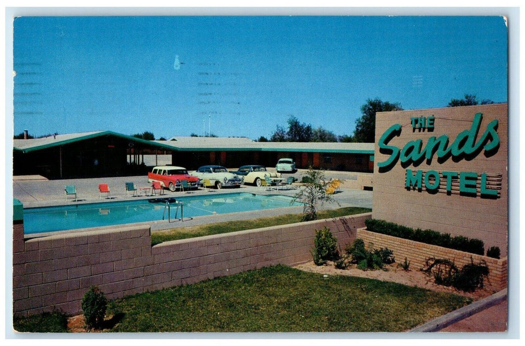 c1950's The Sands Motel And Swimming Pool Cars Hobbs New Mexico NM Postcard