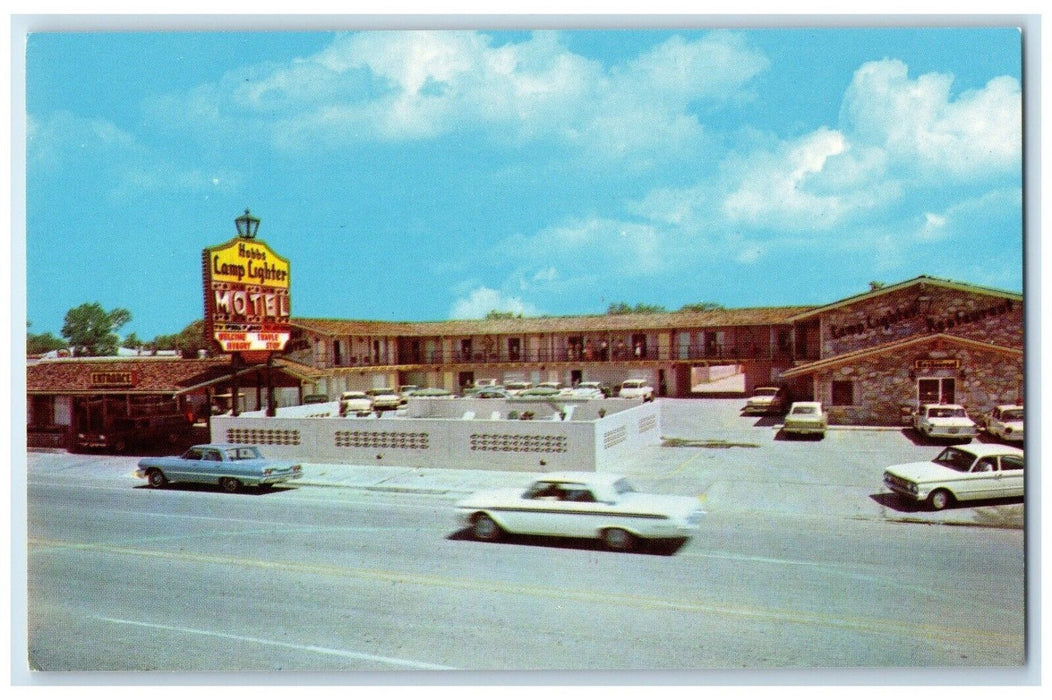 The Lamplighter Motel Roadside Cars Marland Hobbs New Mexico NM Vintage Postcard