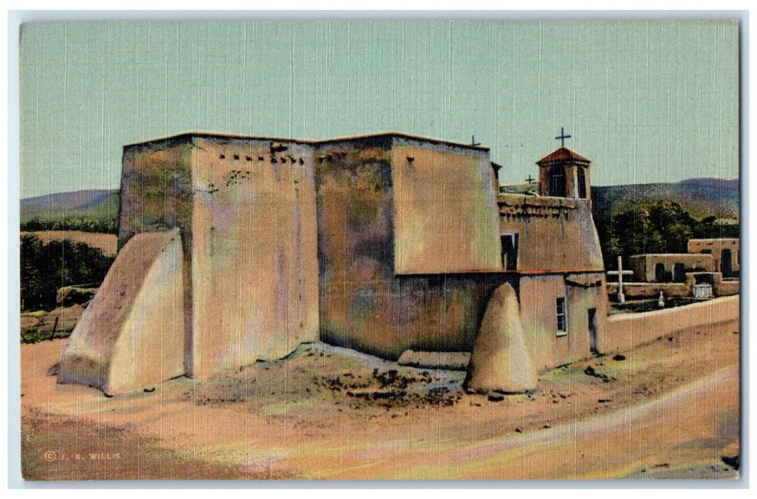 c1940's Old Church Los Ranchos De Taos New Mexico NM Unposted Vintage Postcard