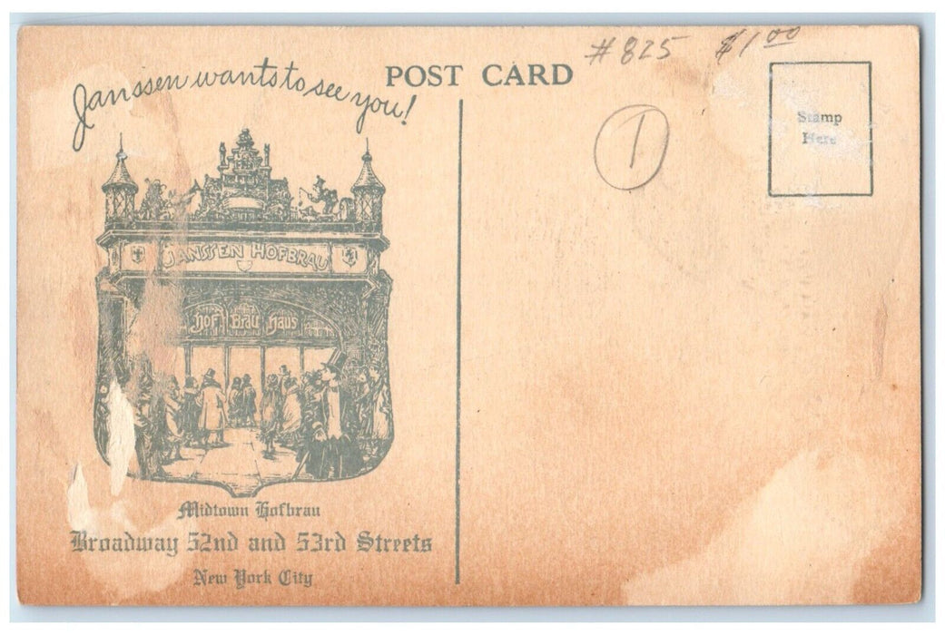 c1910 View From Main Restaurant Into Annex Arch New York City New York Postcard