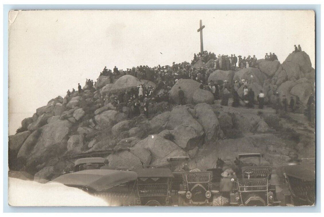 c1910's Hillside Church Service Mt. Rubidoux Riverside CA RPPC Photo Postcard