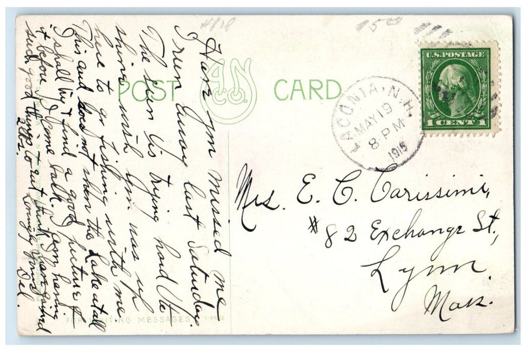1915 Lake Winnisquam Exterior Building Moonlight Laconia New Hampshire Postcard