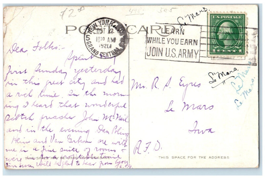 1920 Bible Teachers Training School Lexington Avenue New York City NY Postcard