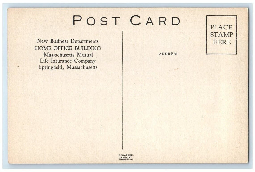 c1930's Mutual Life Insurance Business Department Springfield MA RPPC Postcard
