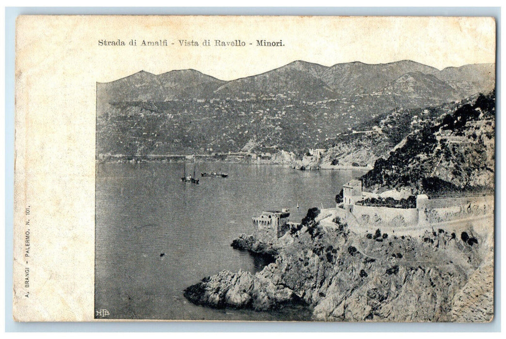 c1905 Amalfi Street View Of Ravello Minori Italy Unposted Antique Postcard
