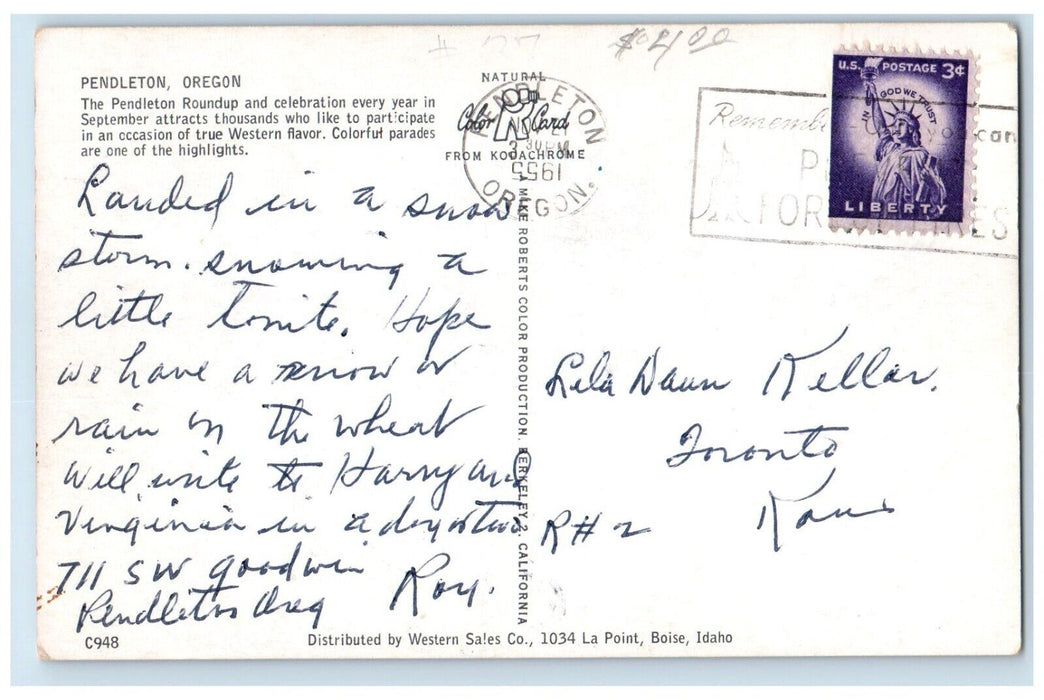 1955 Indian Chiefs Pendleton Round Up Celebration Pendleton Oregon OR Postcard