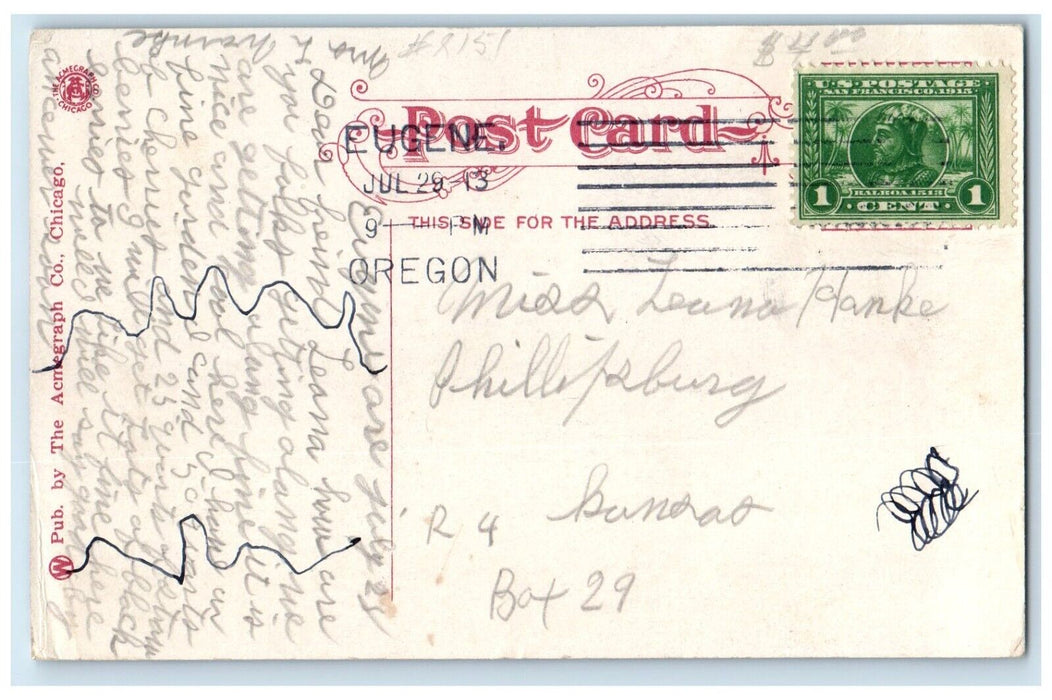 1913 Oregon Electric Passenger Train Eugene Oregon OR Posted Antique Postcard