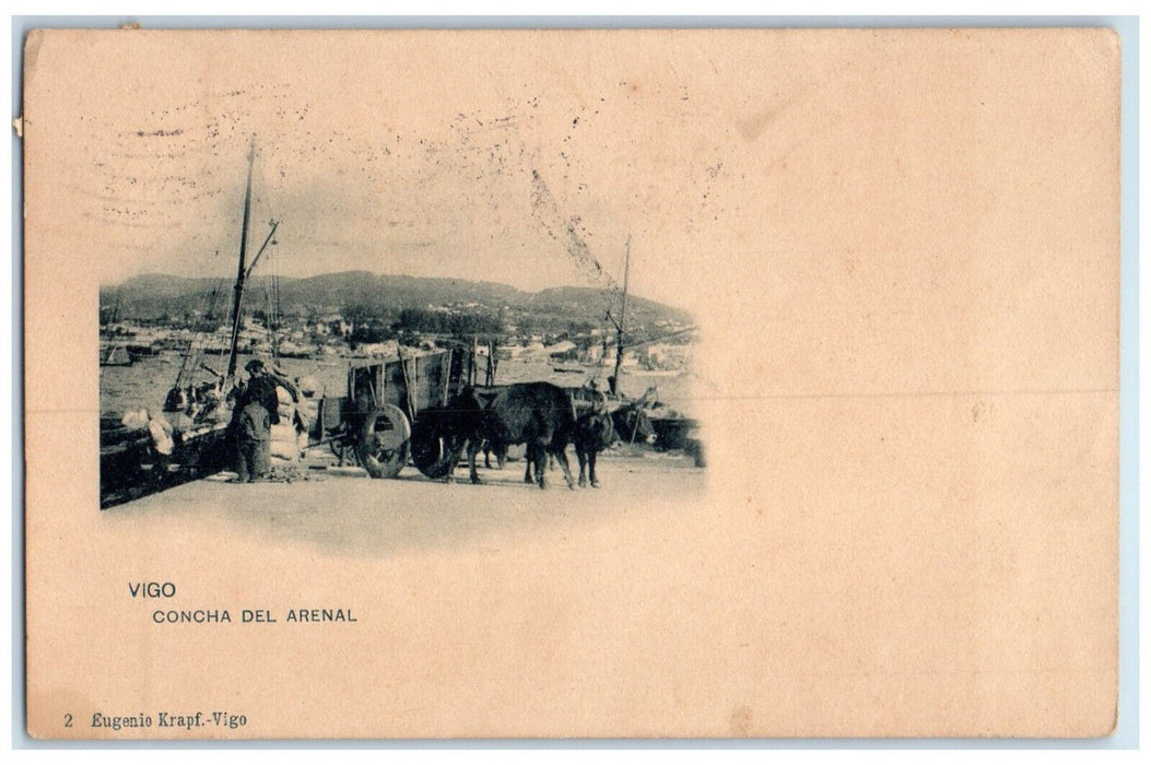 1910 Animal Carriage Concha Del Arenal Vigo Spain Antique Posted Postcard