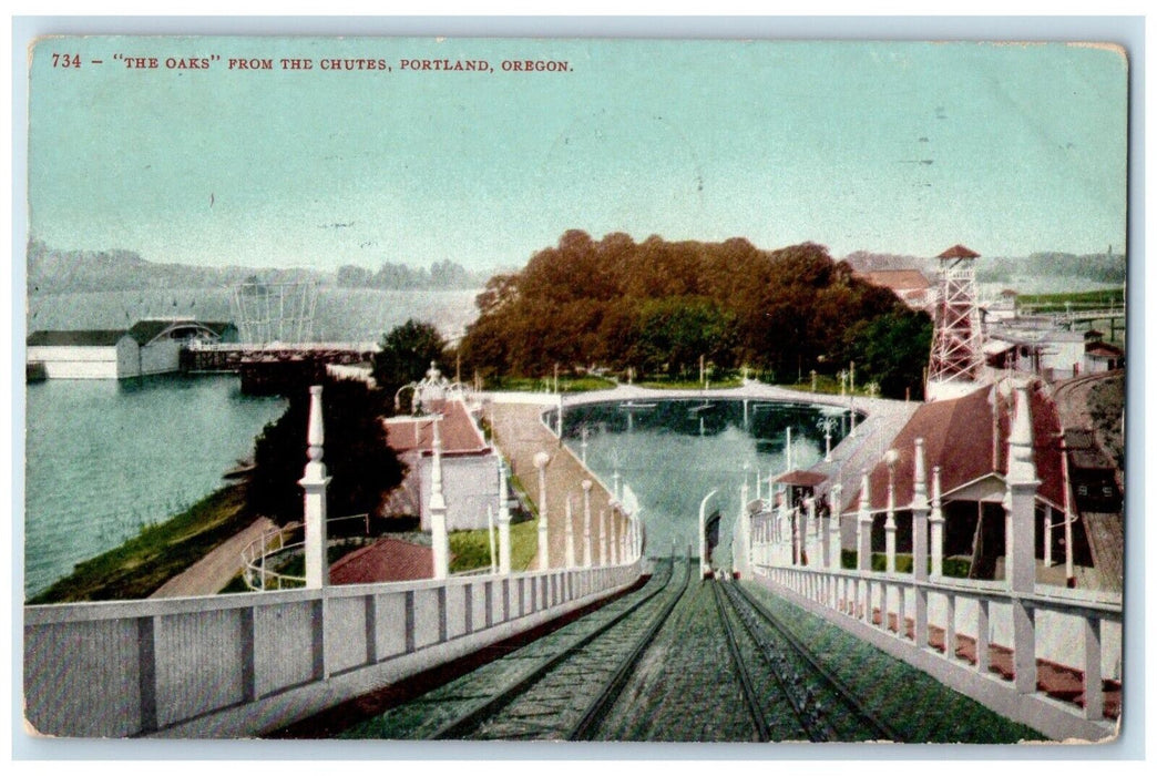 1908 View Of The Oaks From The Chutes Portland Oregon ORA Antique Postcard