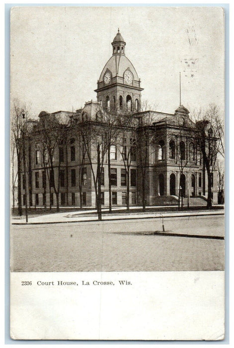 1908 Roadside View Court House Building La Crosse Wisconsin WI Vintage Postcard